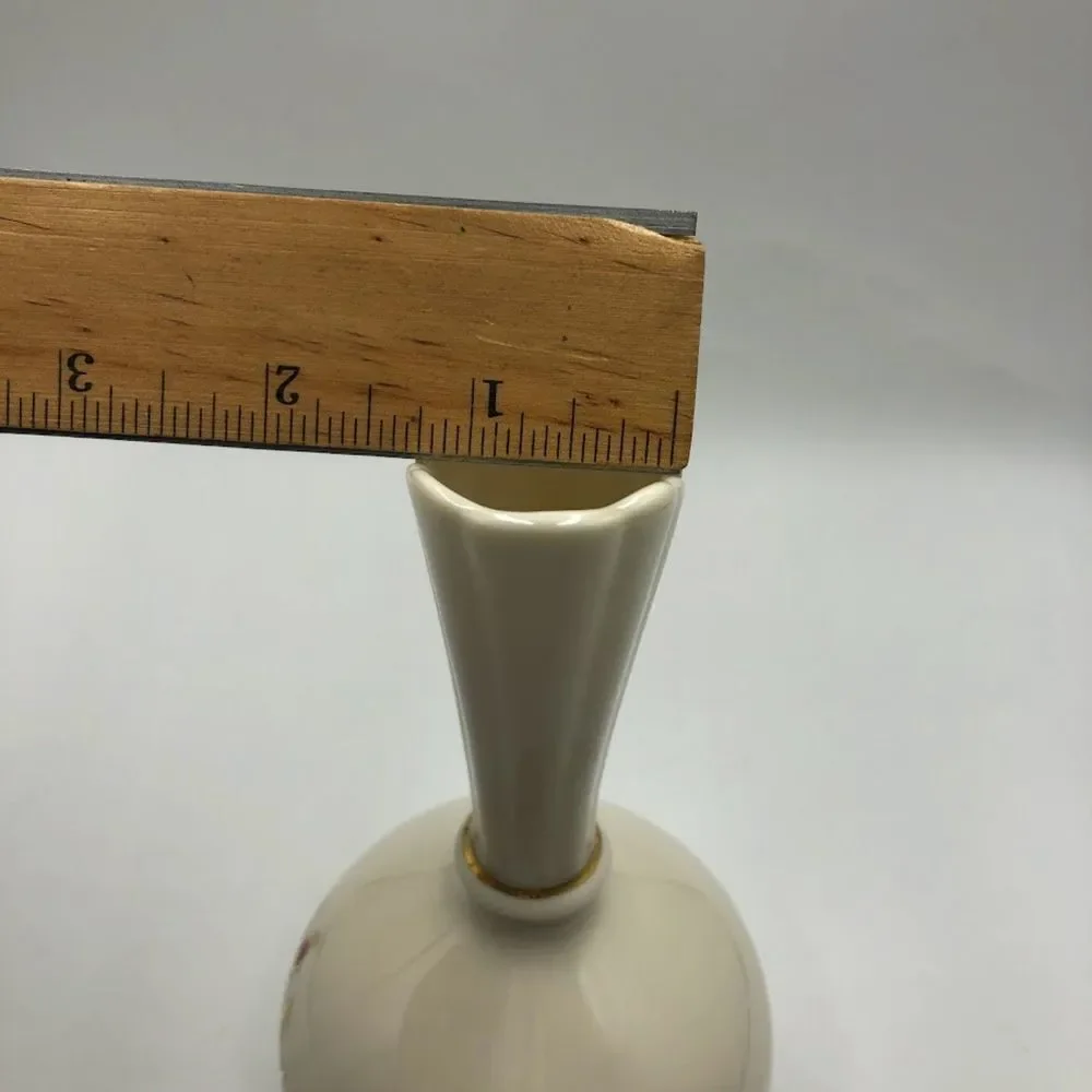 Vintage Lenox Porcelain Bud Vase Tabletop Decor Gold Tone Trim Floral De…